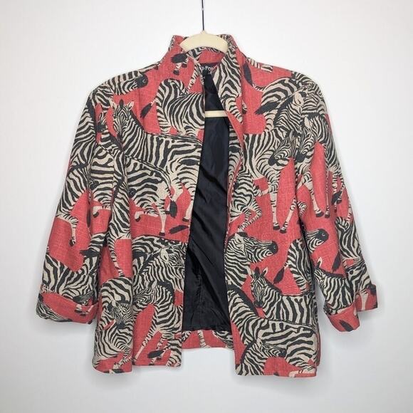 Painted Pony vintage NWT jacket blazer zebra print red black cream size M - Picture 1 of 6